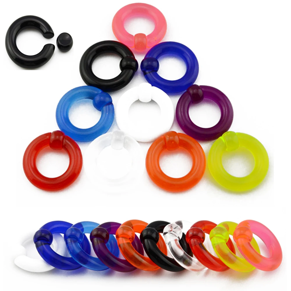 Acrylic BCR Big Large Size Giant Captive Bead Ring Ear Tunnel Plug Expander Guauge Male Nose Ring Piercing Body Jewelry 1Pair nose rings piercing jewelry body piercing earrings ear piercing jewelry body piercing jewelry body jewelry