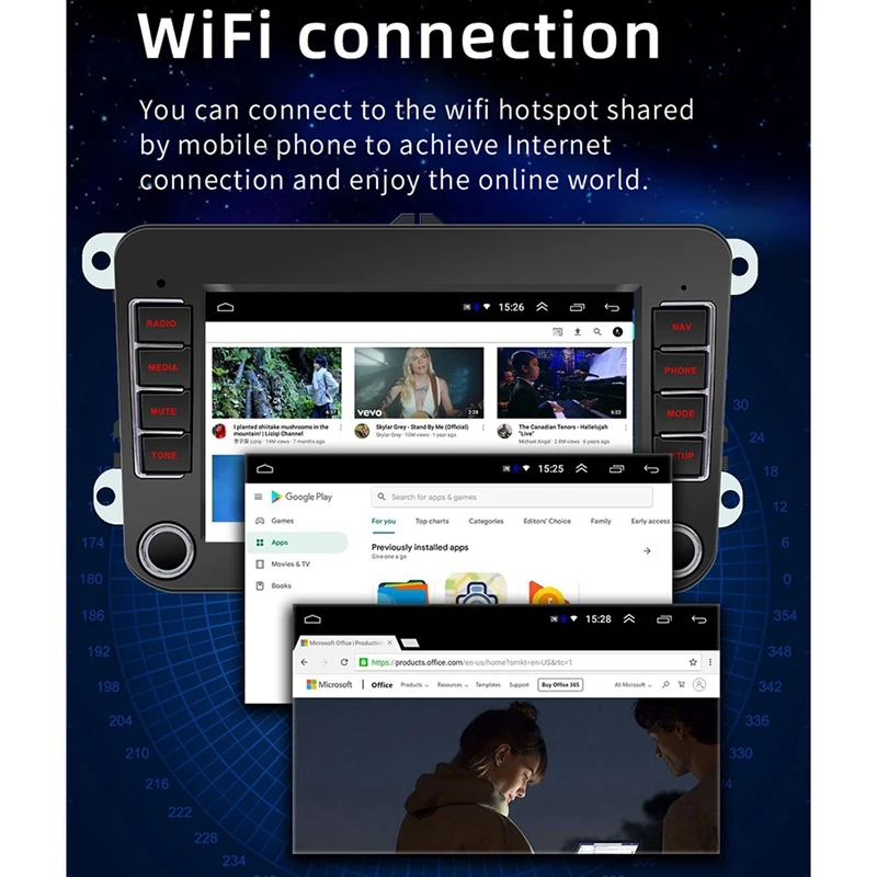 7 Inch 2 DIN Android GPS Bluetooth Car MP5 Player Fit for Jetta Passat Skoda Beetle