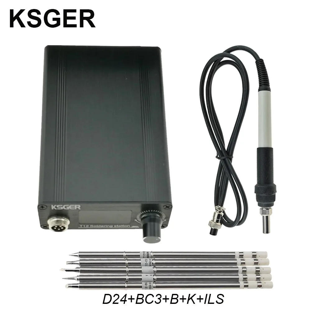 Set 5 KSGER T12 паяльная станция AC/DC T12 железные наконечники STM32 OLED V2.0 Электрический контроллер алюминиевый сплав DIY наборы сварочные инструменты 907 - Цвет: Set 5