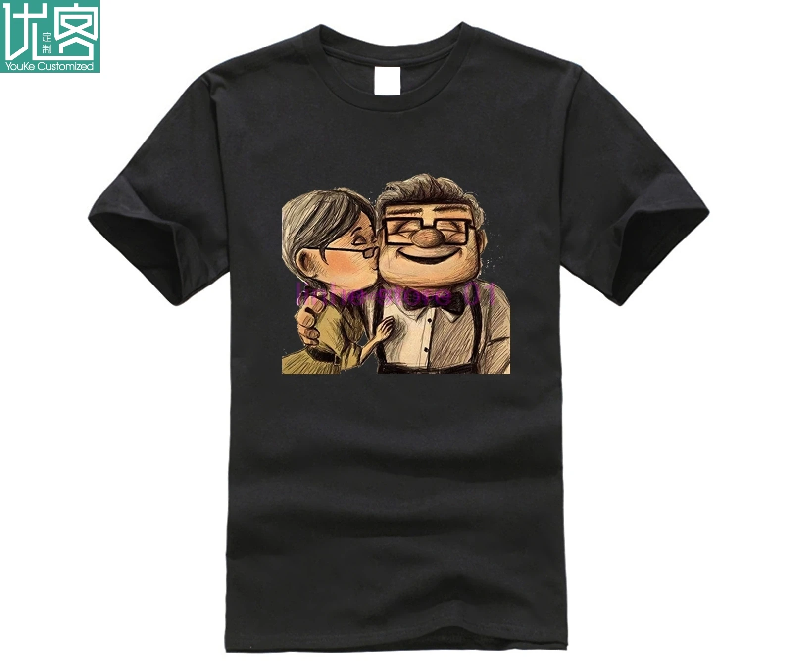 Мужская футболка North S хлопковая Футболка Pixar Carl And Ellie с коротким рукавом черная