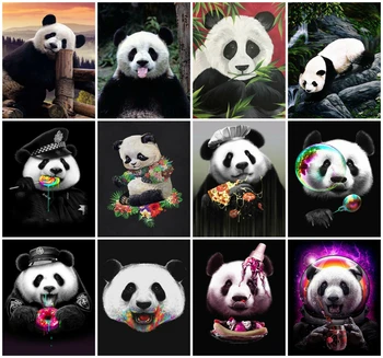 

HUACAN Painting By Numbers Animal Drawing On Canvas DIY Pictures By Number Hand Painted Paintings Panda Kits Home Decoration