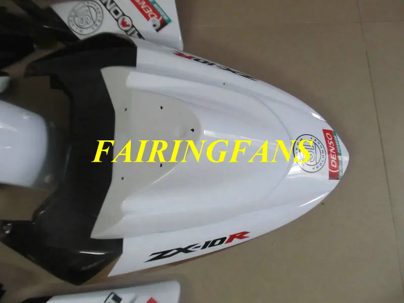 Комплект обтекателей для мотоцикла KAWASAKI Ninja ZX10R 04 05 ZX 10R 2004 2005 ABS белый черный Обтекатели Кузов+ подарки KE33
