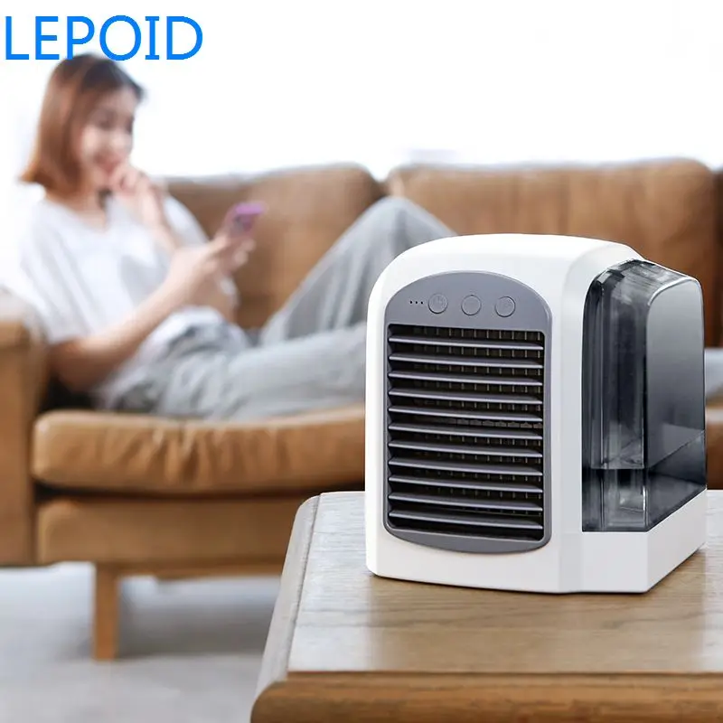 

Lepoid Portable Mini Air Conditioner Cooling Fan Humidifier Personal Desktop Office