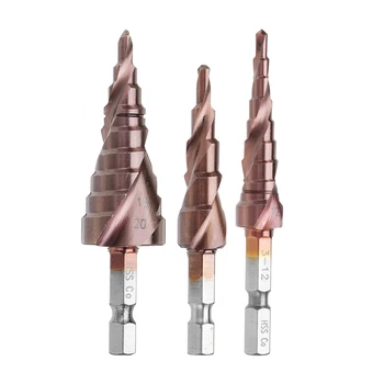 

BEST3Pcs M35 Cobalt Step Drill Bit 3-12/4-12/4-20Mm Step Drill Cutter Pagoda Shape Hole Cutter 1/4 Inch Hex Shank