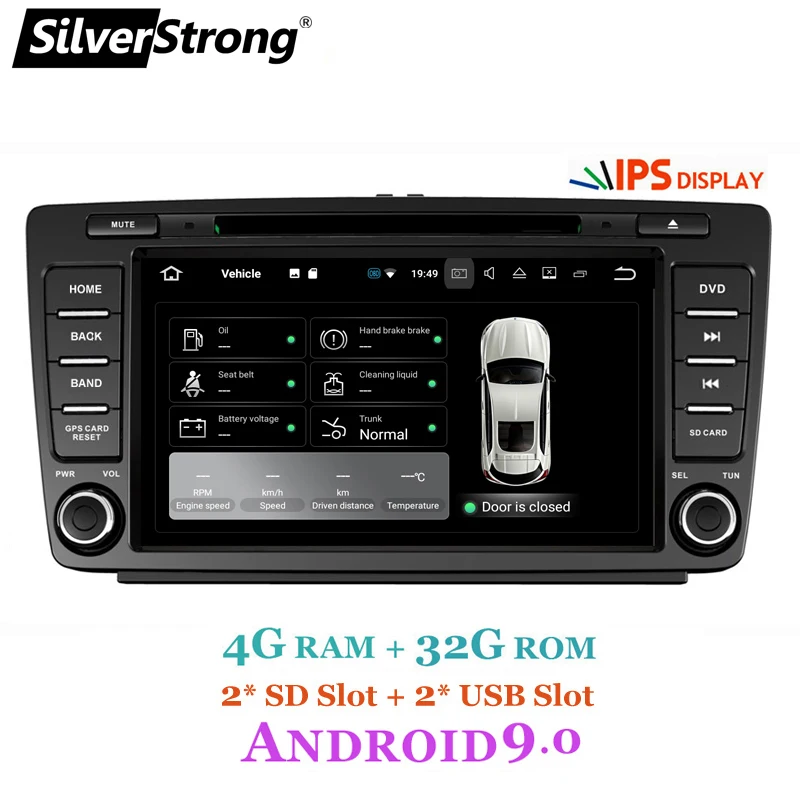 Sale SilverStrong IPS Car 2din Octavia2 Android9.0 CAR DVD for Skoda Octavia 2 A5 DSP with 4G+32G CANBUS Octavia2 DAB+ OBD 4