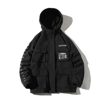 

Mens Coats and Jackets Loose Casual Hooded Multi-pocket Cargo Outerwear Male Japan Streetwear Hip Hop Bomber Jacket Clothes