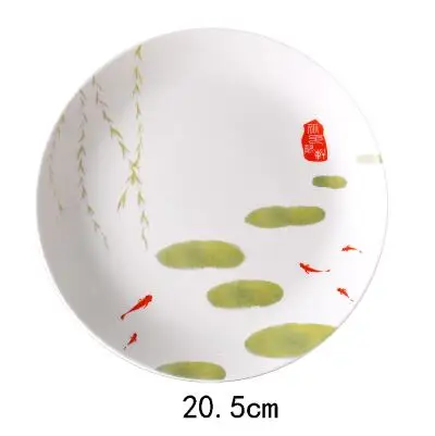 8 дюймов Китайский Лотос керамическая подвесная Тарелка настенная декоративная тарелка домашний декор кулон украшение комнаты дзен ремесла - Цвет: G