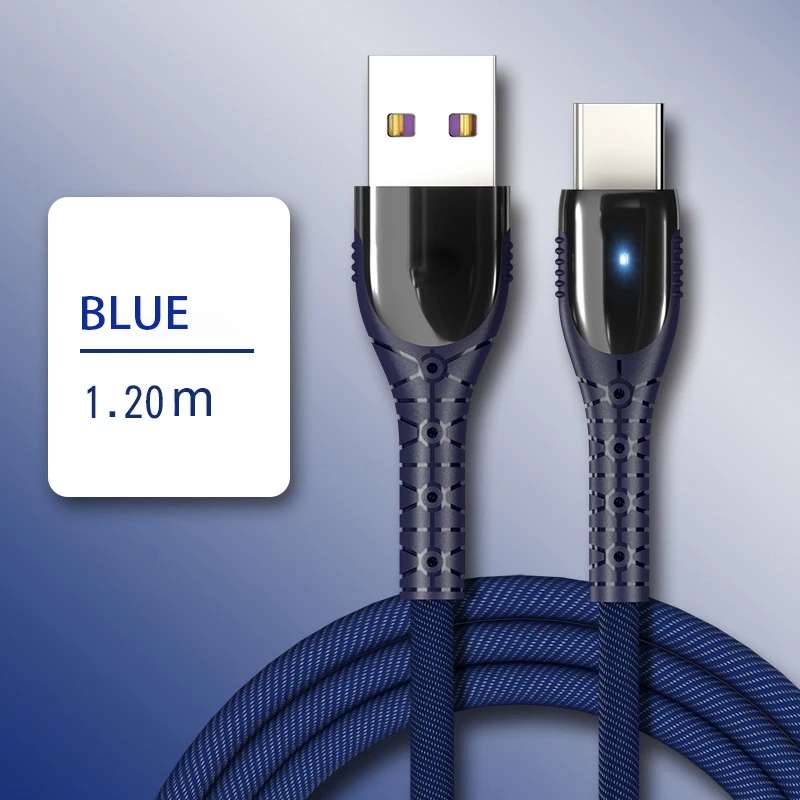 Светодиодный светильник TYPE-C 5А кабель для huawei QC3.0 usb c кабель супер быстрая зарядка линия передачи данных 1,2 м