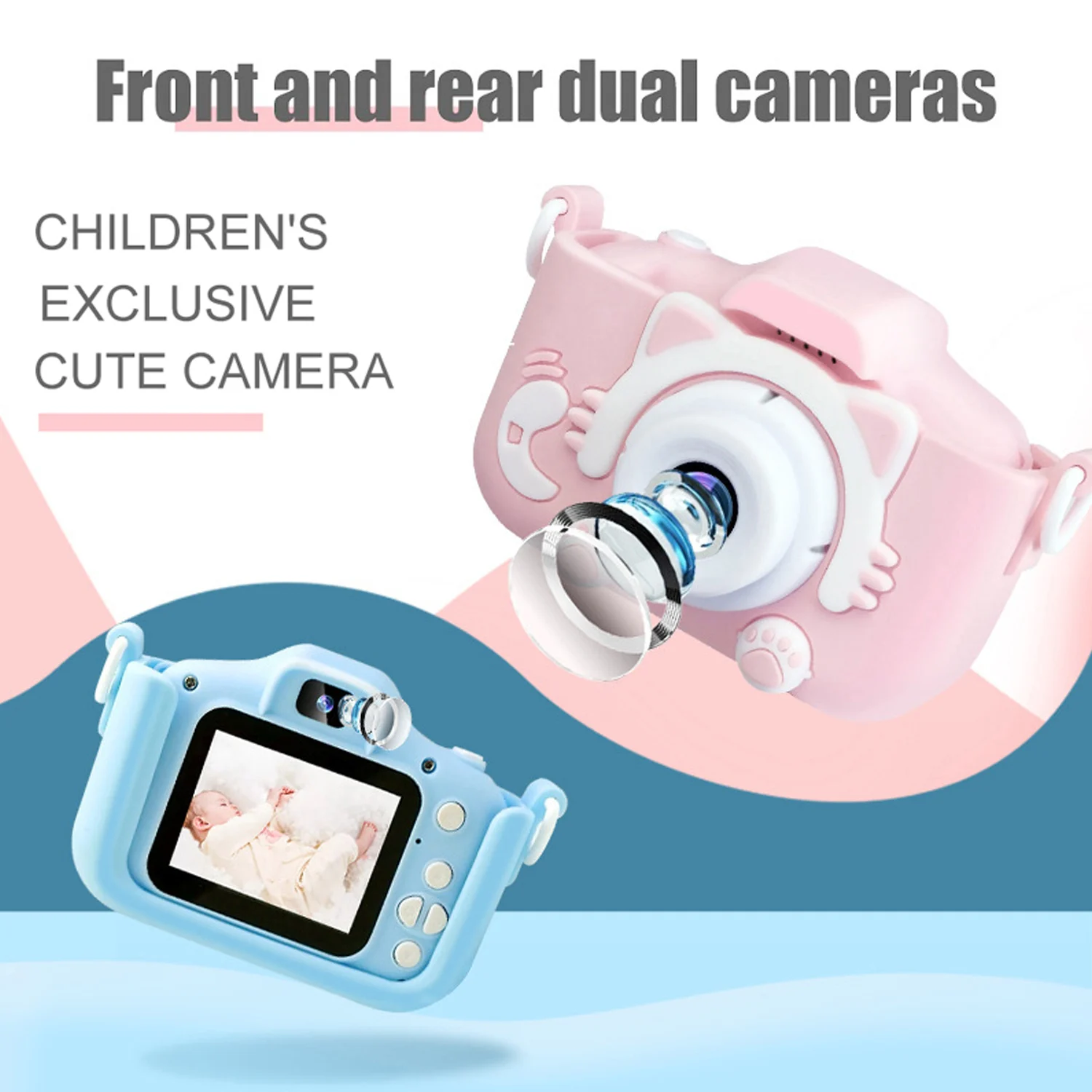 1080P 2000W Mini Cute Kids Digital Camcorder Video Camera Toys Built in Games for Children Toddler Christmas Birthday Gifts