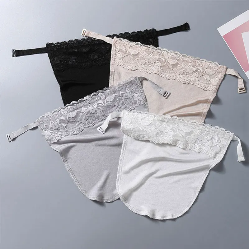 New Silk Tube Bra With Elastic Band Women Easy Clip-on Lace Solid Color Mock Camisole Insert Wrapped Chest Overlay Modesty Panel