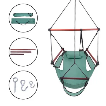 

(Ship From US) Hammock Chair Hanging Chair Swing Chair Seat Well-equipped S-shaped Hook High Strength Assembled Hanging Seat