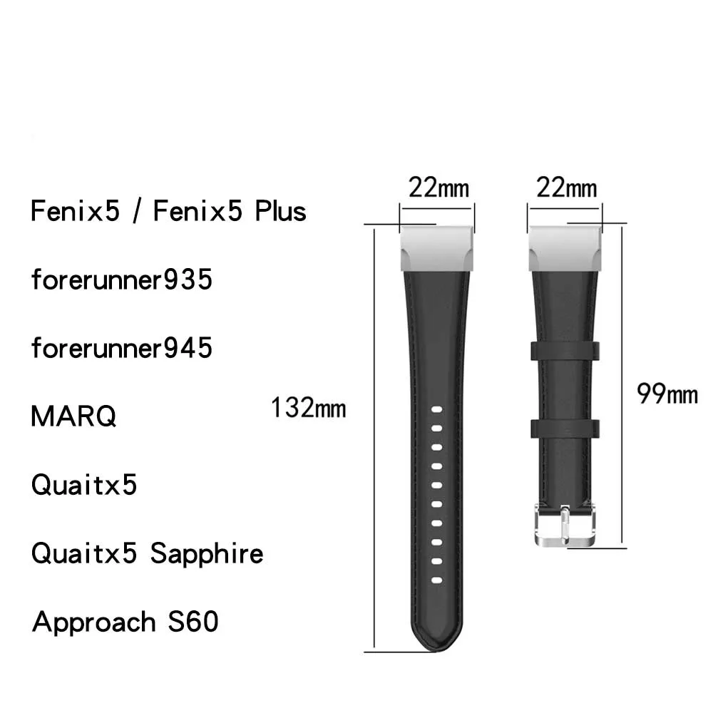22 20 26 мм кожаный ремешок для часов Garmin forerunner 935 945 quatix 5 sapphire approachs 60 браслет fenix 5s plus 5 plus MARQ