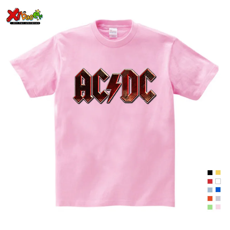 ACDC летняя одежда для маленьких девочек, топы, От 3 до 12 лет, Детская футболка одежда для мальчиков короткие белые футболки с рисунком От 3 до 9 лет ACDC