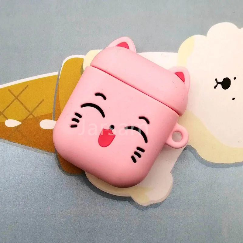 Pinkcat Чехол для Airpods, силиконовый чехол для Apple Air pods, милый чехол для наушников, 3D чехол для наушников, аксессуары для наушников - Цвет: Pinkcat