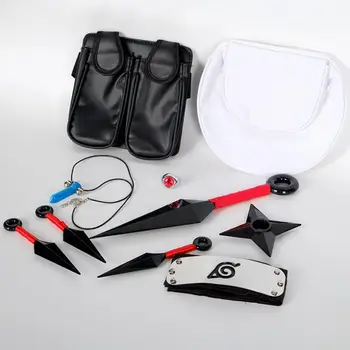 

10pcs/set New Anime Naruto Cosplay Props Collections Plastic Kunai Shuriken Ninja Weapons Bags Set Figure Toy Halloween Kid Gift