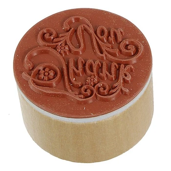 

Wooden Rubber Stamp Round Shape Handwriting Wishes Benediction Craft,"Thank You"