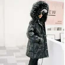 Новые зимние плотные теплые пуховые пальто черная глянцевая детская парка с капюшоном Modis водонепроницаемые детские пуховики Y2318