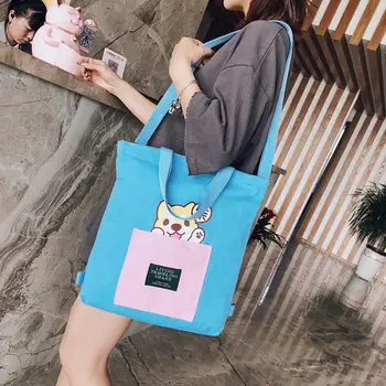 

PinShang Lady Canvas Backpack Cute Cat High Capacity Simple Travel Single Shoulder Bag