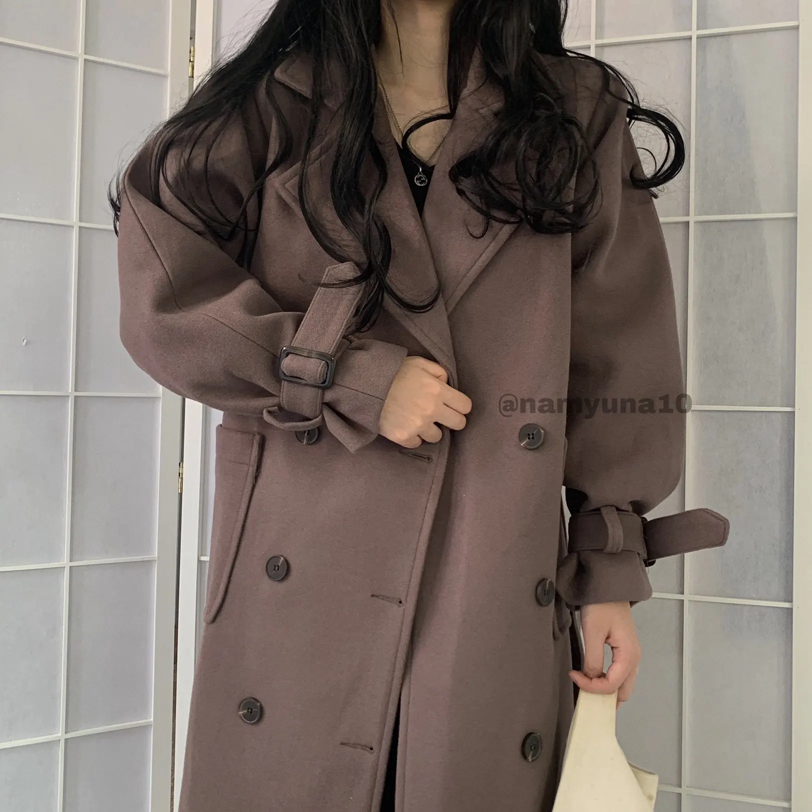 Сезон осень-зима шерстяное пальто Для женщин стиль корейско-Стиль свободные на шнуровке в ретро-стиле длинный плащ пальто, шерстяной жакет модная одежда