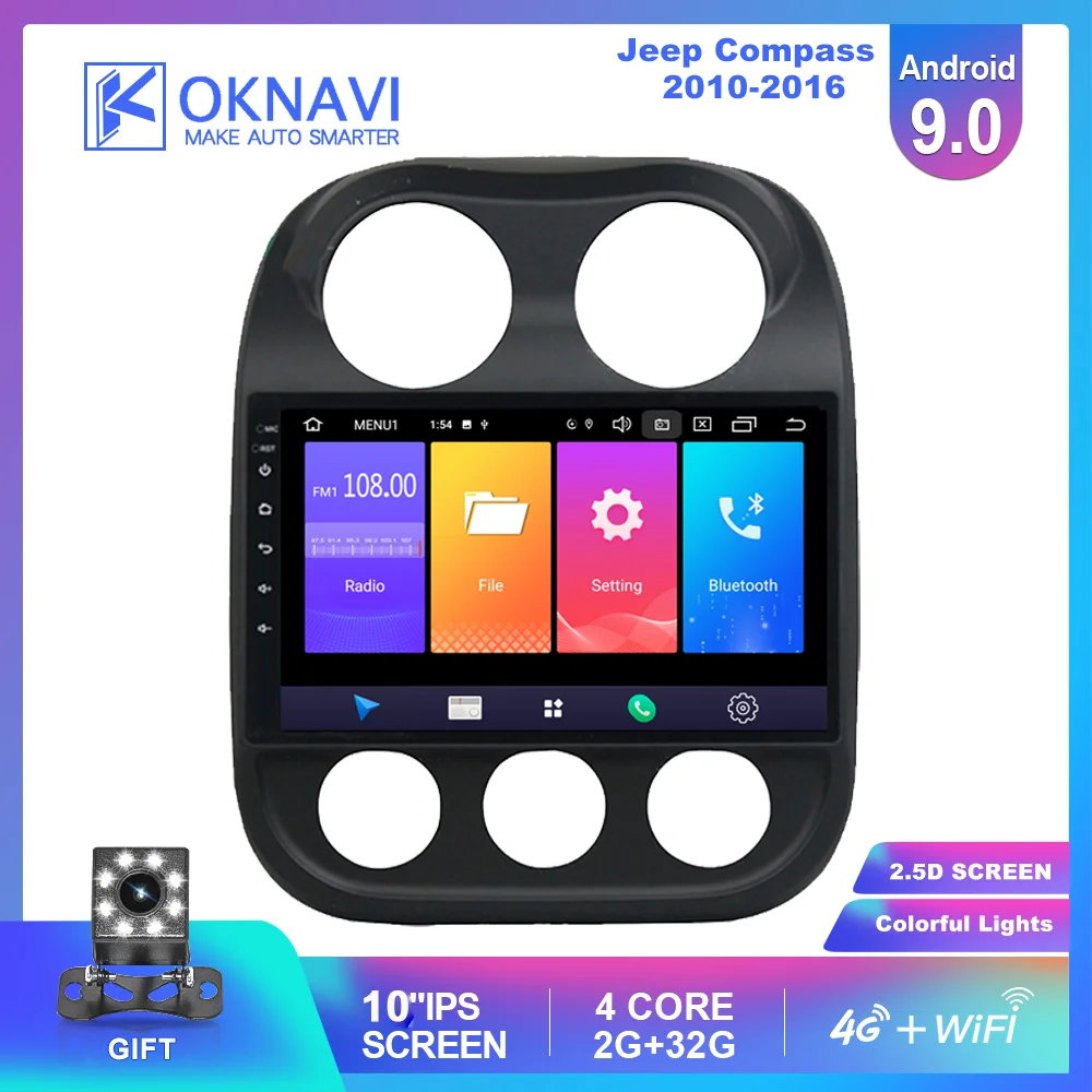 

For Jeep-j Compass 2010-2016 Car Radio GPS Navigation Android 9.0 9 Inch Stereo Autoradio Multimedia Player No 2 Din 4G WIFI