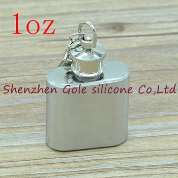 

Wholesale 500pcs/lot Whiskey Wine Pot carry pocket jug key chain Drinkware Flagon mini stainless steel keychain 1oz hip flask