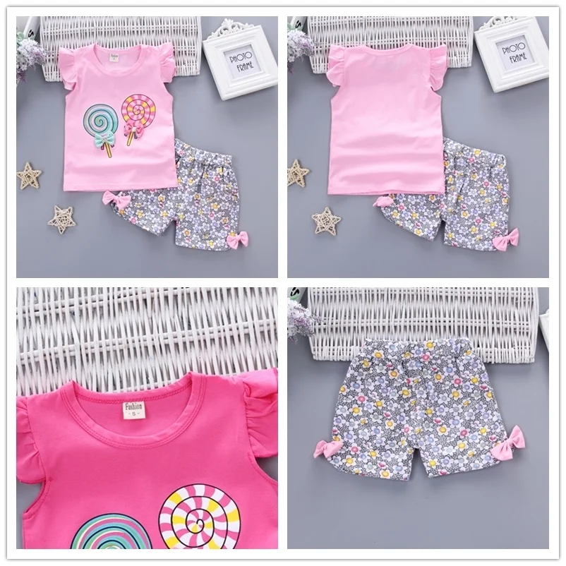 New Baby Girls Clothing Outfits Brand Summer Newborn Infant Sleeveless T-shirt Shorts 2pc/Sets Clothes Casual Sports Tracksuits