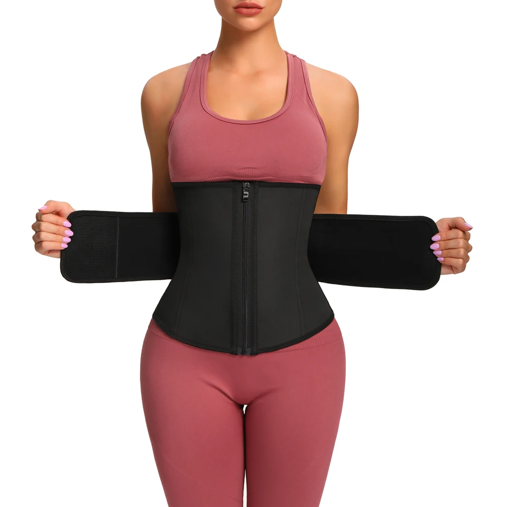 HEXIN Waist Trainer Abdominal Belt High Compression Zipper Plus Size Latex Waist Cincher Corset Underbust Body Shaper Fajas spanx bodysuit