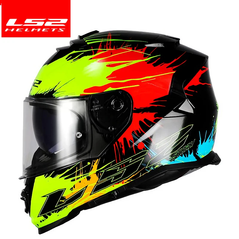 Capacete LS2 STORM 오토바이 헬멧, 풀 페이스 듀얼 렌즈 헬멧, 무료 김서림 방지 시스템 포함, ls2 ff800