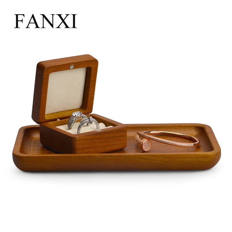 

Fanxi Jewelry Display Solid Wood Jewelry Tray Ring Display Tray Bracelet Display Stand Travel Jewelry Organizer