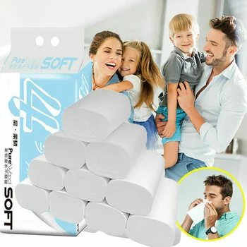 

6 Rolls Toilet Paper Bulk Bath Tissue Bathroom White Soft 4 Ply Household Office WH998
