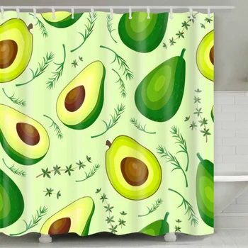 

70.8 X 70.8Inch Bathroom Shower Curtain Set Avocado Printed Decorative Bath Cover With 12 Hanging Hooks Dropshipping
