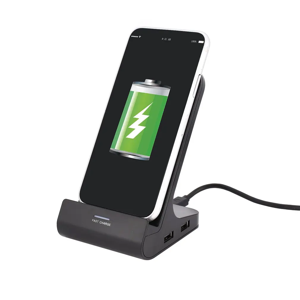 Двойное быстрое зарядное устройство USB Qi сертифицированная Подставка для зарядки с двойным USB совместима с iPhone 10W для Galaxy Note 9