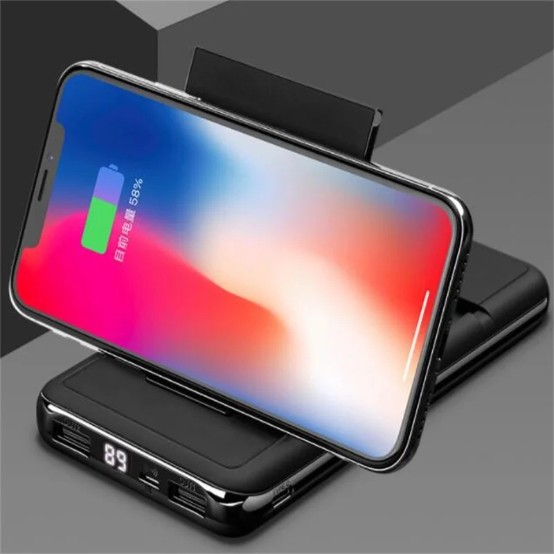 

10000mAh Wireless cellphone charger Digital display Power bank portable power source with holder