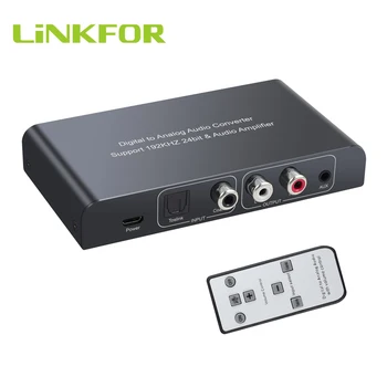 

LiNKFOR 192Khz Digital to Analog Audio Converter DAC Adapter With Remote Control Spdif Optical to RCA 3.5mm Jack Audio Adapter