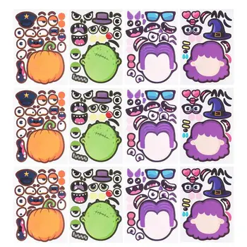 

1 Set/12pcs Sticker Halloween Cartoon Adhesive Funny Puzzle Stickers Make Your Own Stickers for Kids Diy Children