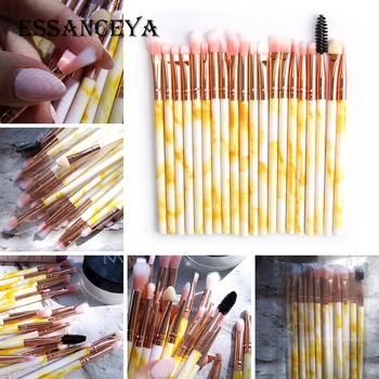 

ESSANCEYA 20 Pcs Pro Makeup Brushes Set Marble Eye Blender Eyelash Eye Shadow Sponge Brush Set For Cosmetic Make Up Brush Tools