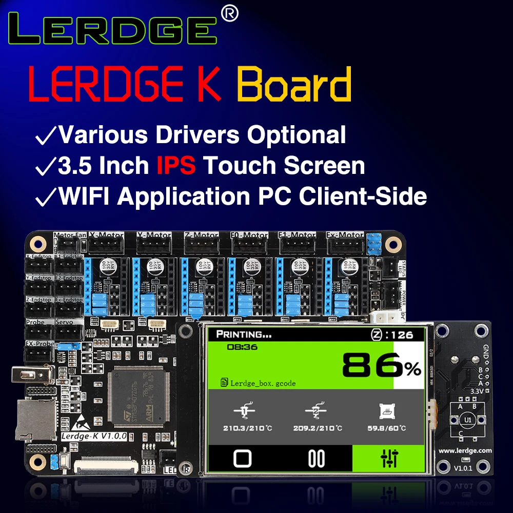 LERDGE 3d плата принтера ARM 32-битная плата управления контроллер материнская плата 3,5-дюймо вый экран Diy частей материнской платы матч PT100 датчик TMC2208 LV8729 A4988 для Ender 3 CR10