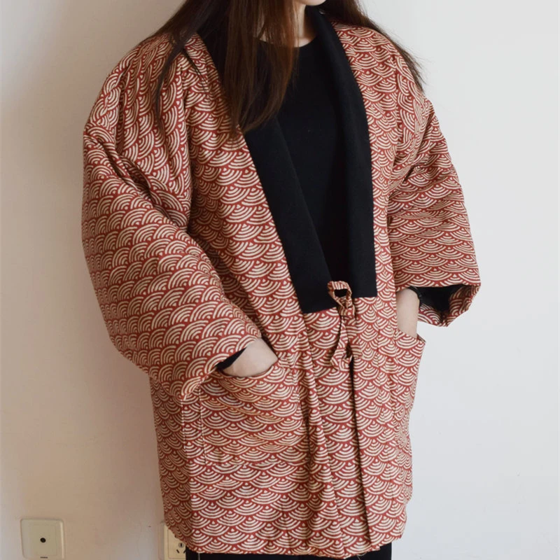 Winter Women Kimono Haori Cotton-Padded Jacket Autumn Casual Home Clothes Female Loose Overcoat