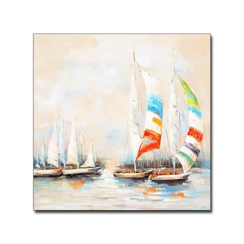 

Home Decoration Piece New Free Shipping Abstract Sailboat Oil Painting Canvas Wall Art Painting Wall Pictures For Living Room
