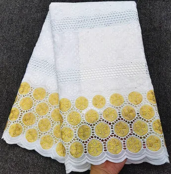 

white+gold swiss voile lace in switzerland african lace fabric high quality 5yards swiss dry cotton lace fabric dress HL-A73