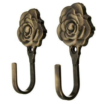 

2Pcs Metal Rose Flower Curtain Tie Back Tieback Holders Wall Hooks Decor