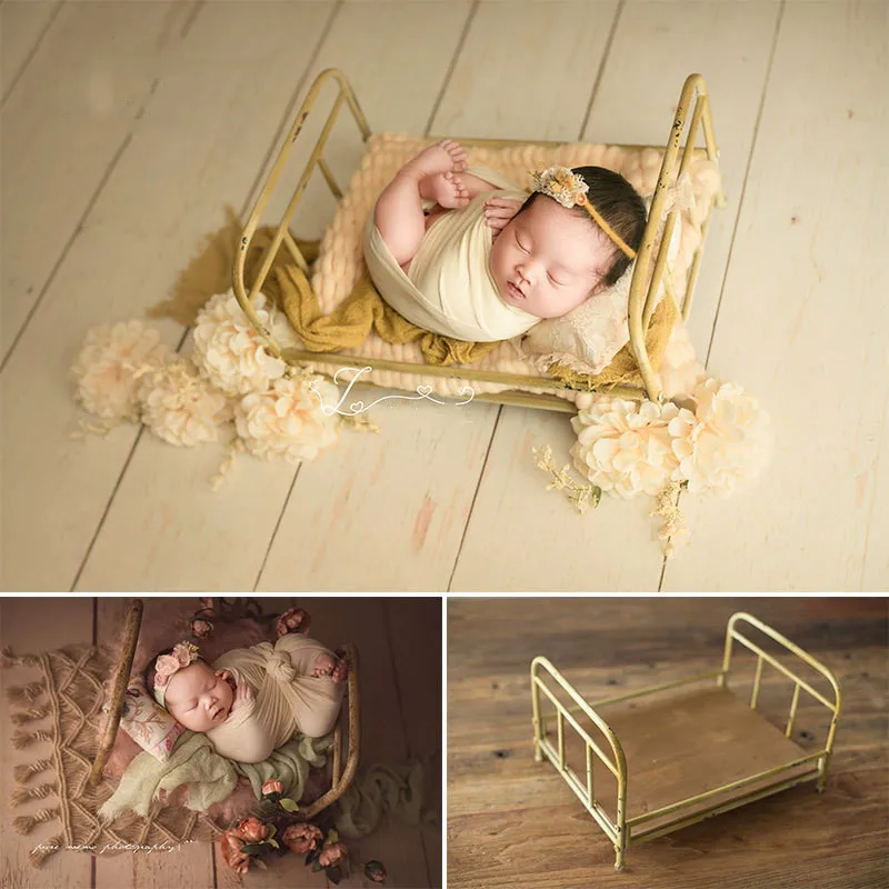 Newborn Photography Props Vintage Wrought Iron Crib Baby Photo Container Frame For Studio Baby Full-moon Photo Bed New Type