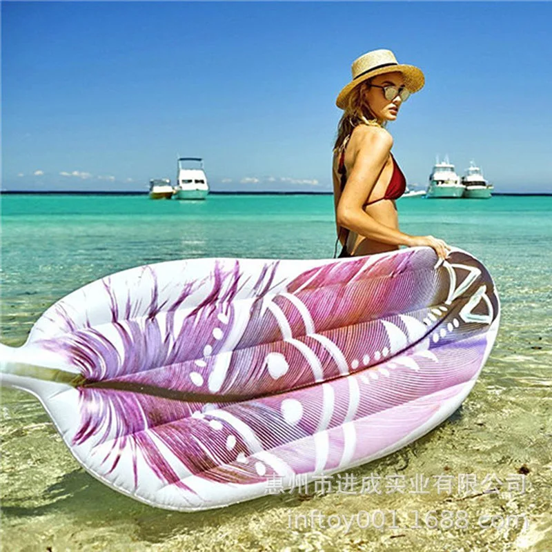 

PVC Inflatable Feather Floating Bed Factory a Large Amount Production Inflatable Feather Floating Row Feather Water Bed Leaves R