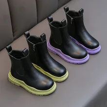 

2021 High Quality PU Leather Children Martin Boots New Arrival Kids Girls Shoes Side Zipper Winter Boots Boys Shoes Child E07241
