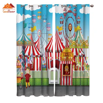 

Carnival Amusement Park Window Curtains Living Room Outdoor Fabric Drapes Curtain Home Decor