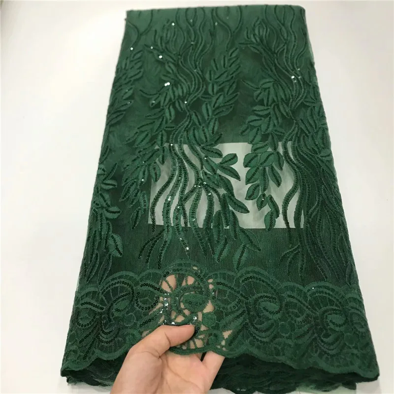 African green Organza Sequins Lace Fabric 2019 white Hot Sale Nigerian Wedding Dress High Quality French Net Mesh | Дом и сад