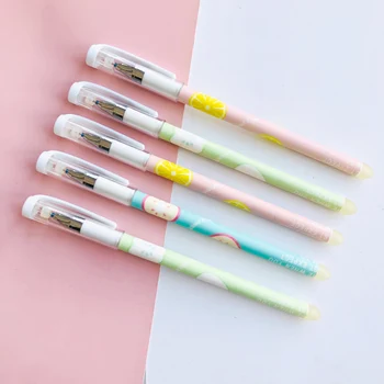 

2X Fruit Orange Erasable Gel Pen School Office Supply Student Stationery Blue Ink