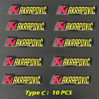 Универсальный алюминиевый Akrapovic стикер s глушитель наклейка глушитель наклейки для мотоцикла и автомобиля Наклейка - Название цвета: Type C 10PCS