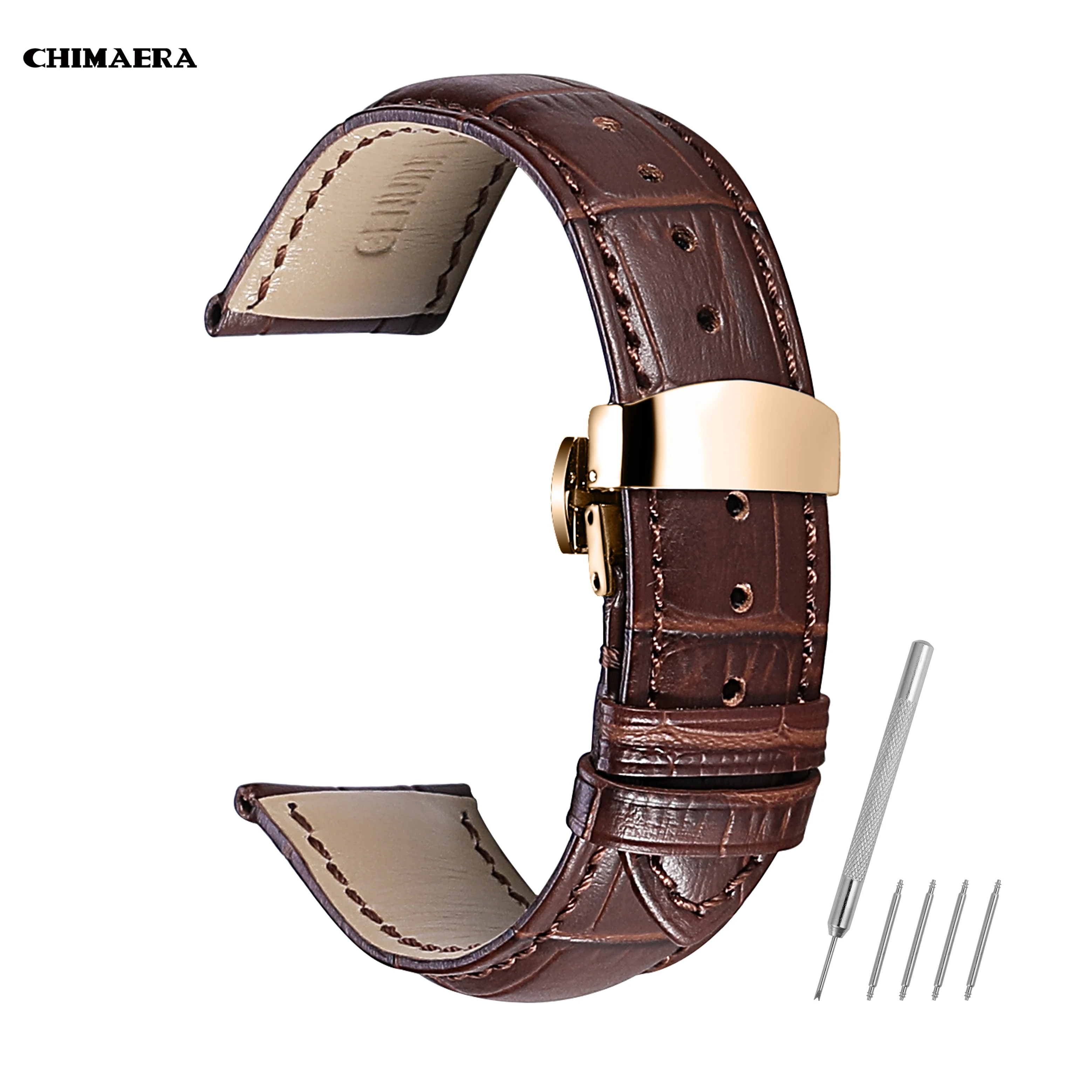Ремешок CHIMAERA из натуральной кожи для наручных часов браслет с раздвижной пряжкой