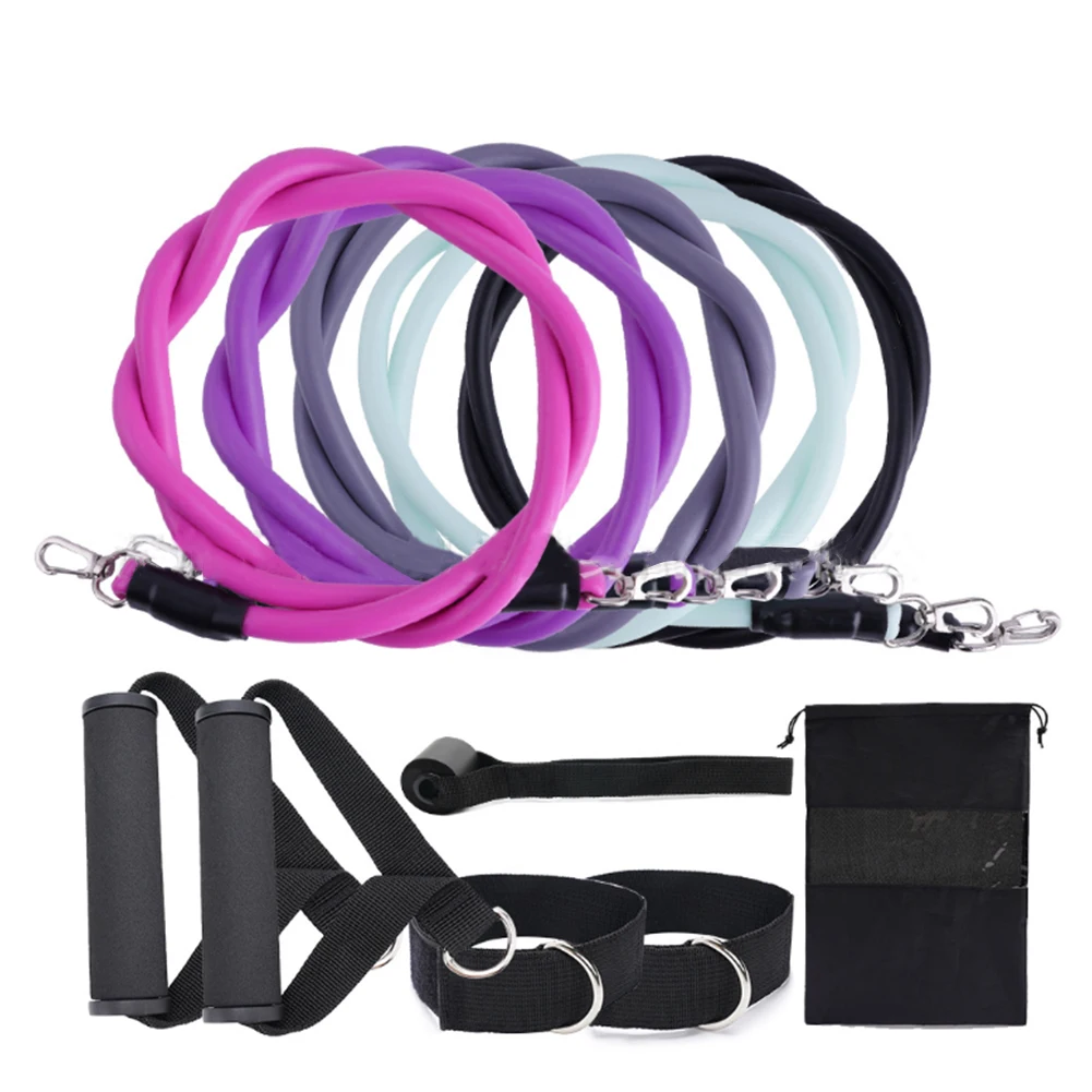 

New 11Pcs Resistance Bands Set Yoga Exercise Fitness Band Rubber Loop Tube Bands Gym Fitness Exercise Pilates Yoga Brick